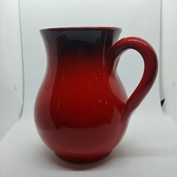 Red Ombre Italian Pottery Pitcher with Handle - Picture 3 of 7